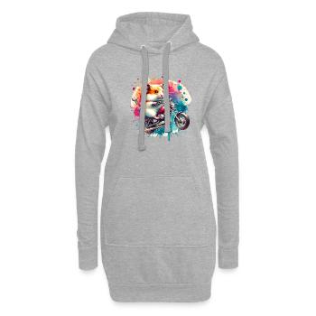 Motard hamster cool sur le design du chopper - Sweat-shirt à capuche long Femme - gris chiné - Devant