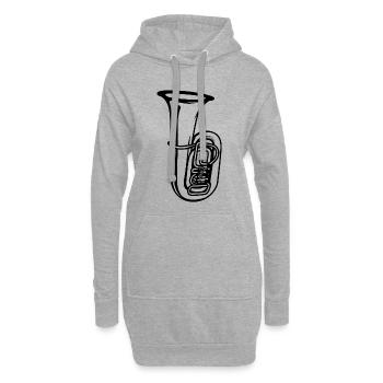 Tuba Zeichnung - Hoodie-Kleid - Grau meliert - Vorne