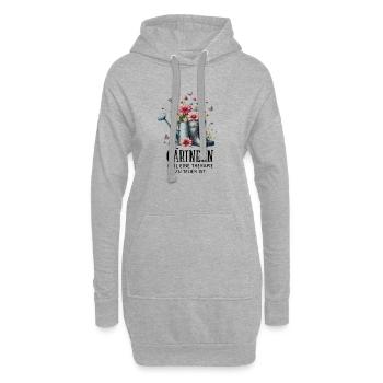 Gärtnern weil Therapie zu teuer – Garten Spruch - Hoodie-Kleid - Grau meliert - Vorne
