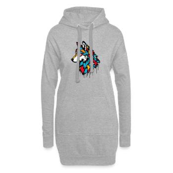Wolf - Hoodie Dress - heather grey - Front