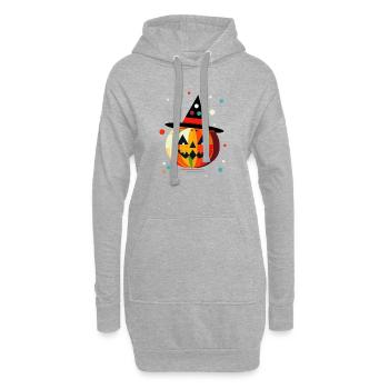 Halloween Kürbis in bunten Farben mit Hexenhut - Hoodie-Kleid - Grau meliert - Vorne
