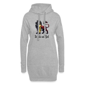 Gent Löwen Flaggen Design - Hoodie-Kleid - Grau meliert - Vorne