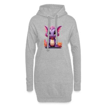 Farbenfroher Drache mit niedlichem Ausdruck - Hoodie-Kleid - Grau meliert - Vorne