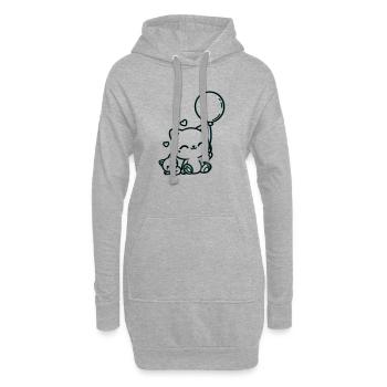 Félin - Sweat-shirt à capuche long Femme - gris chiné - Devant