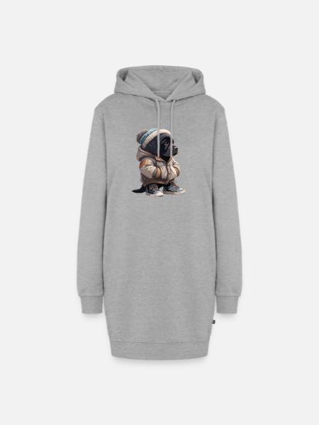 Labrador Retriever Winter Outfit - Hoodie-Kleid - Grau meliert