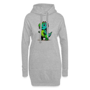 Dinosaurier - Hoodie-Kleid - Grau meliert - Vorne
