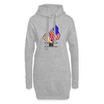 Flagge USA Fausttext USA - Hoodie-Kleid - Grau meliert - Vorne