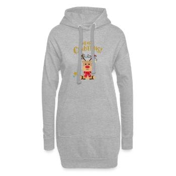Renne de Noël lumineux et festif - Sweat-shirt à capuche long Femme - gris chiné - Devant