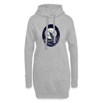 Geometrischer Wolf und Vollmond - Hoodie-Kleid - Grau meliert - Vorne