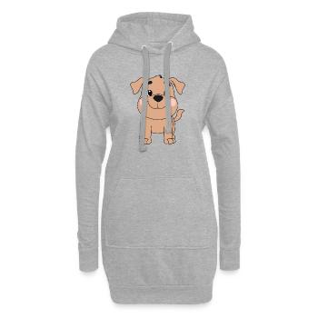Chien - Sweat-shirt à capuche long Femme - gris chiné - Devant
