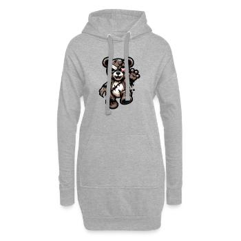 Ours en peluche échevelé avec cicatrice - Sweat-shirt à capuche long Femme - gris chiné - Devant