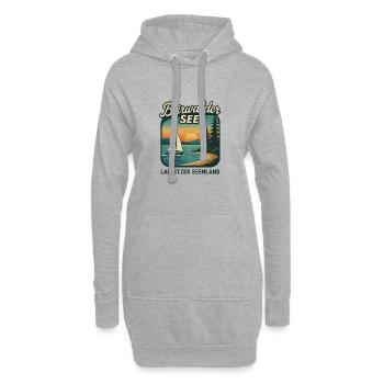 Bärwalder See im Lausitzer Seenland mit Segelboot - Hoodie-Kleid - Grau meliert - Vorne