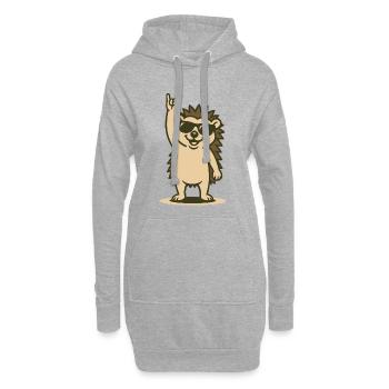 Rock’n’Roll Hérisson Bébé - Sweat-shirt à capuche long Femme - gris chiné - Devant