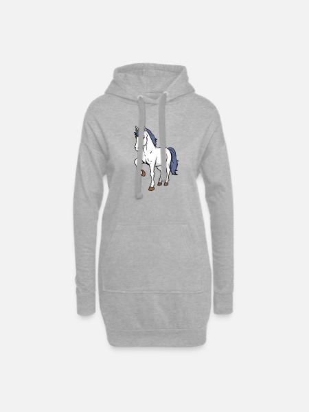 Pferd - Hoodie-Kleid - Grau meliert