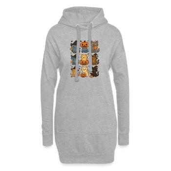 Skurrile Halloween-Katzenkollektion - Hoodie-Kleid - Grau meliert - Vorne