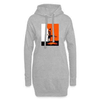 Sportler wirft Ball im Graffiti-Stil - Hoodie-Kleid - Grau meliert - Vorne