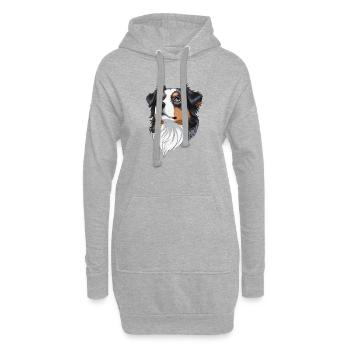 Australian Shepherd Portrait Realistisch Tricolor" - Hoodie-Kleid - Grau meliert - Vorne