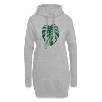 Tropische Monstera-Blatt-Illustration - Hoodie-Kleid - Grau meliert - Vorne