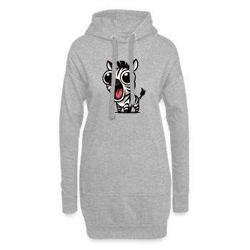 Dessin animé zèbre mignon avec des yeux écarquillés joie - Sweat-shirt à capuche long Femme - gris chiné - Devant