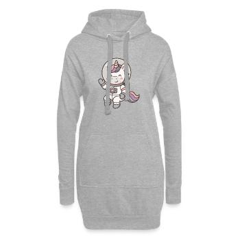 Adorable astronaute licorne aux couleurs pastel - Sweat-shirt à capuche long Femme - gris chiné - Devant