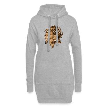 Futuristische Cyborg-Fantasy-Girl - Hoodie-Kleid - Grau meliert - Vorne