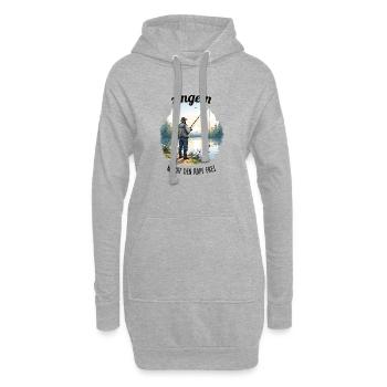 Angeln macht den Kopf frei Ruhe Motiv - Hoodie-Kleid - Grau meliert - Vorne