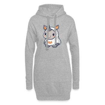 Rhinocéros Halloween fantôme - Sweat-shirt à capuche long Femme - gris chiné - Devant