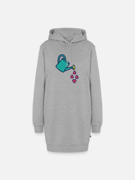 Gießkanne der Liebe und der Herzen - Hoodie-Kleid - Grau meliert