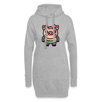 Schwein Halloween Zombie - Hoodie-Kleid - Grau meliert - Vorne