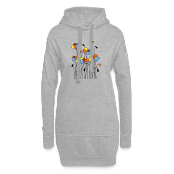 Fleur - Sweat-shirt à capuche long Femme - gris chiné - Devant