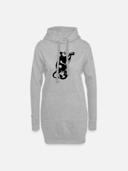 Ratte hat Sehnsucht - Hoodie-Kleid - Grau meliert