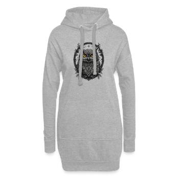 Hibou gris argenté dans une bague étoile - Sweat-shirt à capuche long Femme - gris chiné - Devant