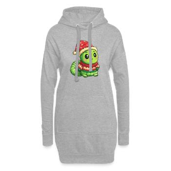 Wurm Weihnachten - Hoodie-Kleid - Grau meliert - Vorne