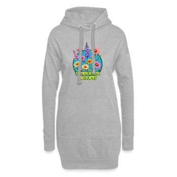 Sommerliche Blüten - Hoodie-Kleid - Grau meliert - Vorne
