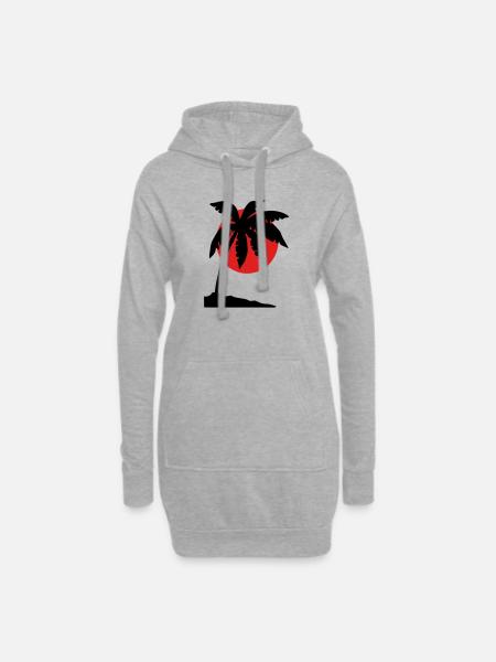 Palm Tree Sunset – Tropical Silhouette - Hoodie Dress - heather grey
