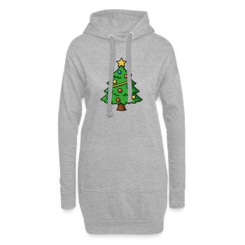 Weihnachtsbaum Cartoon - Hoodie-Kleid - Grau meliert - Vorne