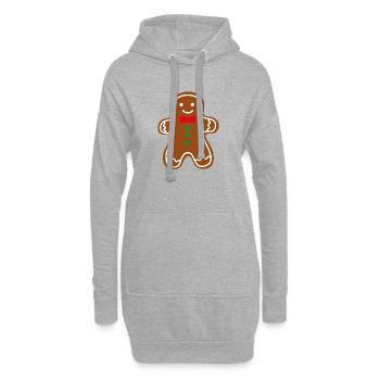 Keksmännchen Lebkuchen Weihnachten Figur Keks Xmas - Hoodie-Kleid - Grau meliert - Vorne