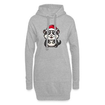 Noël hamster - Sweat-shirt à capuche long Femme - gris chiné - Devant