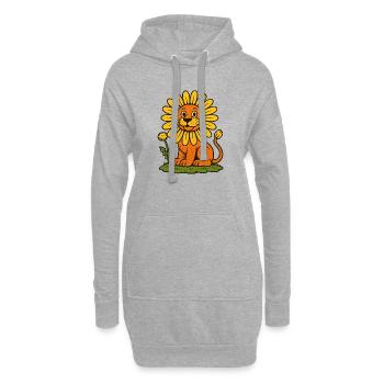 Lion crinière de tournesol - Sweat-shirt à capuche long Femme - gris chiné - Devant
