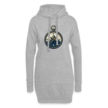 Kompass auf Berg-Hintergrund – Skifahren – Wandern - Hoodie-Kleid - Grau meliert - Vorne