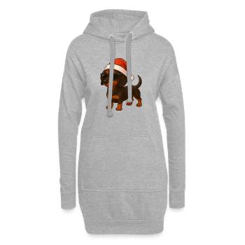 Süßer Dackel mit Weihnachtsmütze Cartoon Hund schö - Hoodie-Kleid - Grau meliert - Vorne