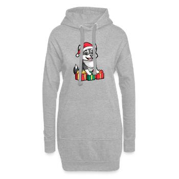 Cadeaux de Noël pour chiens husky - Sweat-shirt à capuche long Femme - gris chiné - Devant