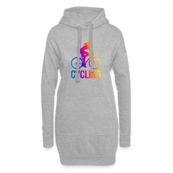 Silhouette de la fille arc-en-ciel Cycliste - Sweat-shirt à capuche long Femme - gris chiné - Devant