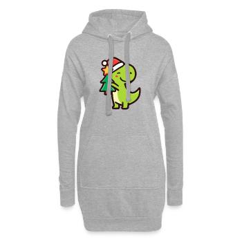 Kawaii Dino T-Rex avec sapin de Noël - Sweat-shirt à capuche long Femme - gris chiné - Devant