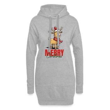 Merry Christmas Rentier Weihnachten  - Hoodie-Kleid - Grau meliert - Vorne