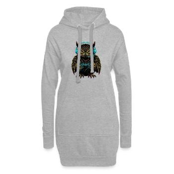 Jeux d’animaux Jeux de hibou Drôle de chouette - Sweat-shirt à capuche long Femme - gris chiné - Devant