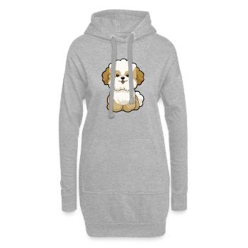 Chibi Pudel Pal Maskottchen - Hoodie-Kleid - Grau meliert - Vorne