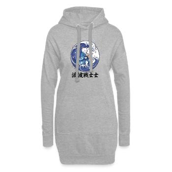 Funny Cat Great Wave off Kanagawa Japanese Art - Hoodie-Kleid - Grau meliert - Vorne