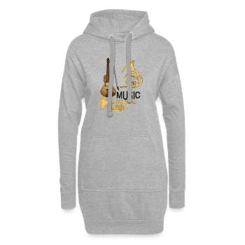 Instruments de musique - Sweat-shirt à capuche long Femme - gris chiné - Devant