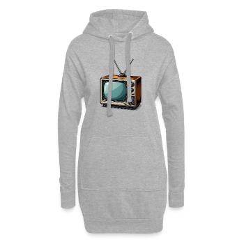 Retro Fernseher mit Antennen - Hoodie-Kleid - Grau meliert - Vorne
